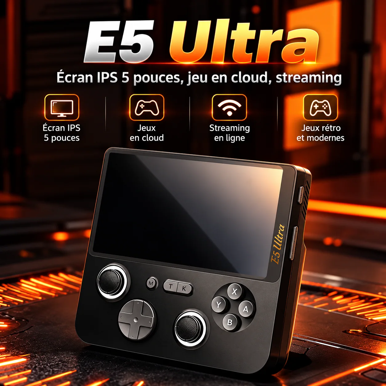 Console portable E5 Ultra — écran IPS 5 pouces