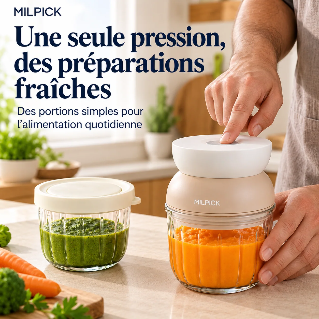 Mini hachoir MILPICK — deux bols en verre
