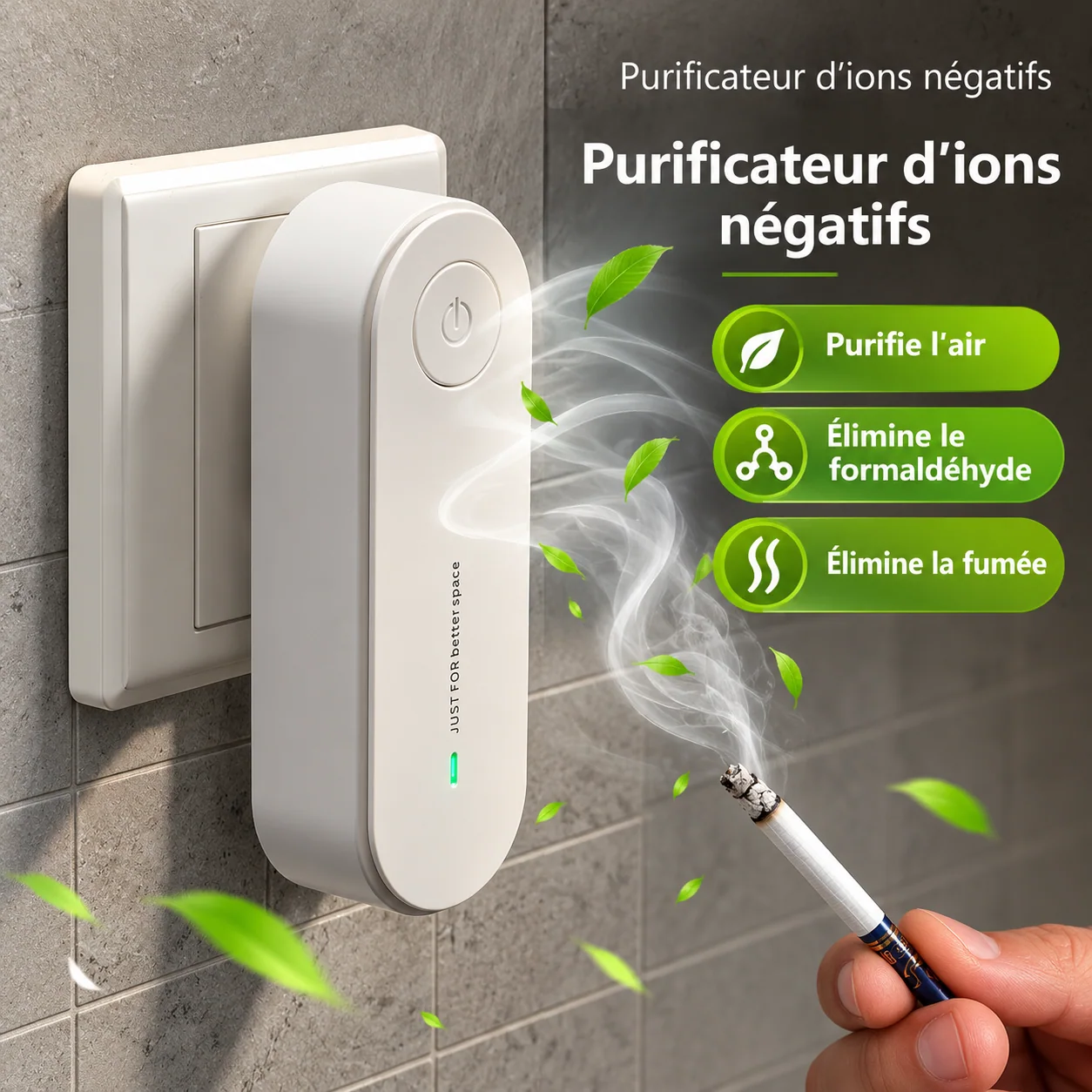 Ioniseur d’air compact sur prise