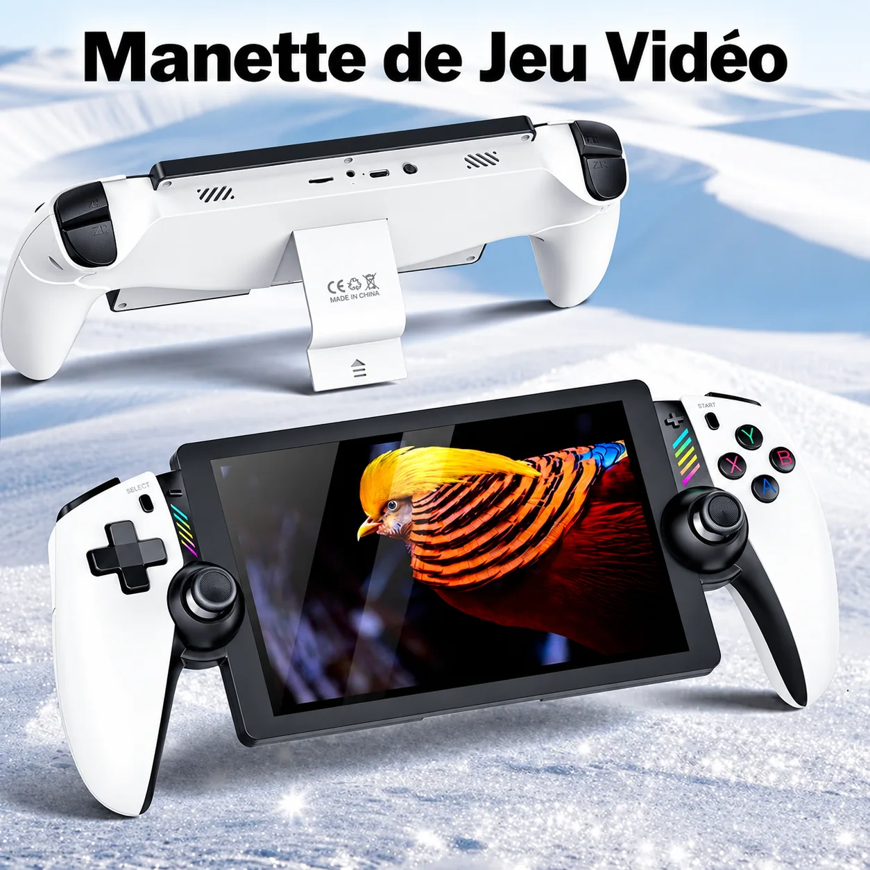 Manette de jeu à double vibration avec support intégré