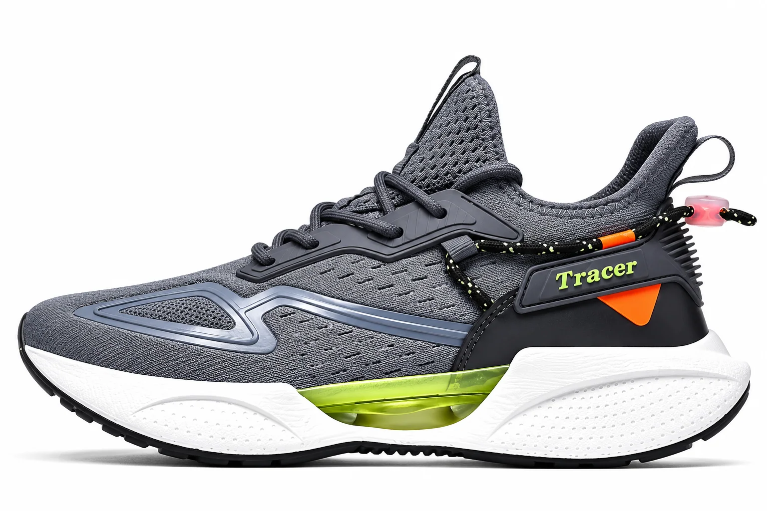 Sneakers Tracer — gris, blanc et touches vertes
